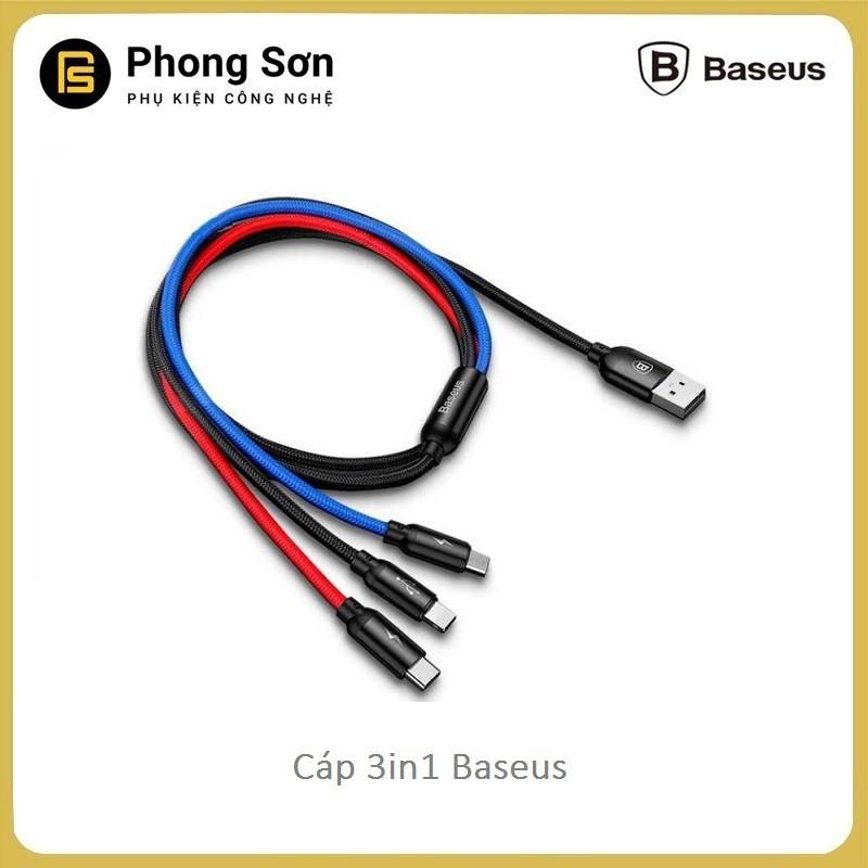 Cáp sạc 3 trong 1 Baseus Hỗ trợ sạc nhanh 3.5A - hàng Chính Hãng