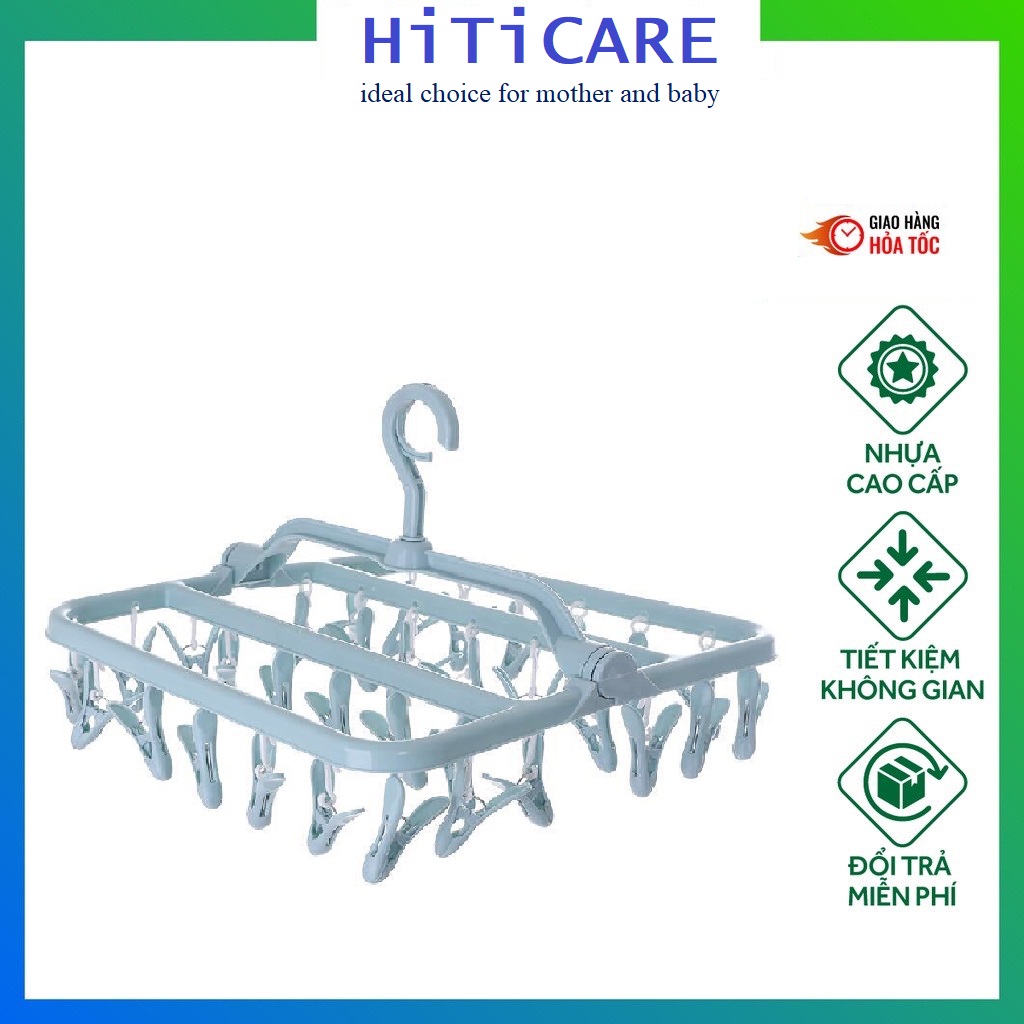 Giàn phơi đồ - móc chùm vuông nhựa cao cấp đa năng gấp gọn tiện lợi phơi, treo quần áo, khăn tất trẻ em.