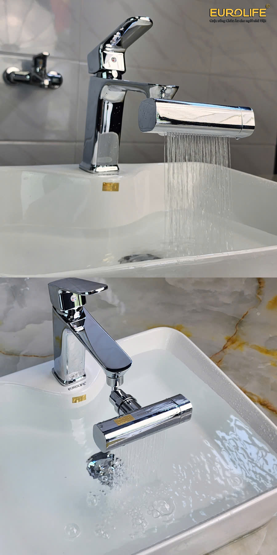 Đầu vòi tăng áp đa năng, điều hướng 360 độ, 3 chế độ chảy ưu việt cho vòi rửa chén Eurolife EL-TA05