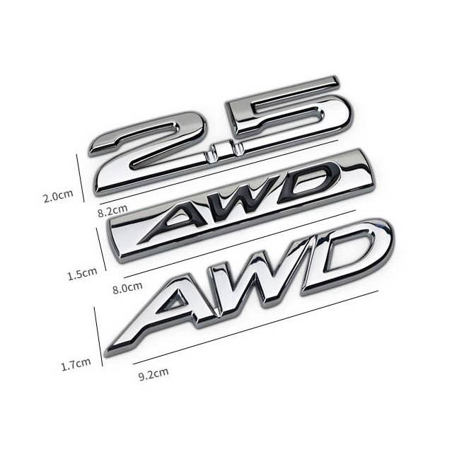 Tem 3d Chữ AWD , Chữ 2.5 Dán Xe ô Tô MS-93