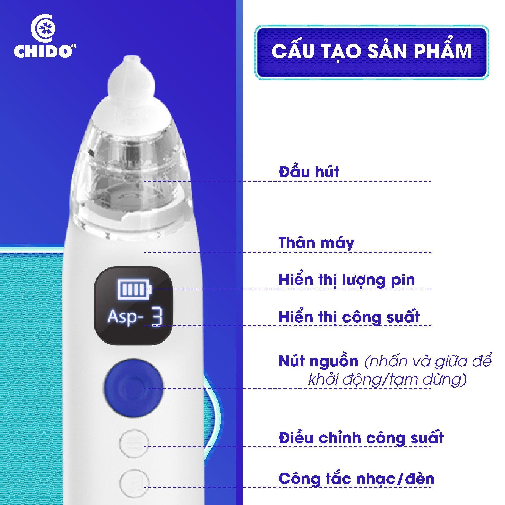 Máy Hút Mũi CHIDO 3 Cấp Độ, Hút Tự Động, Phát Nhạc, Công Nghệ Nhật Bản