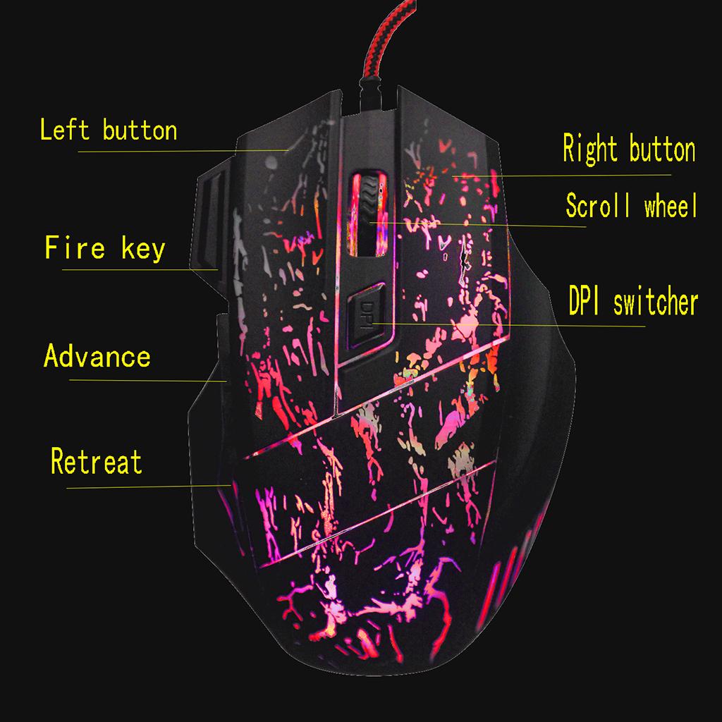 5500 DPI 7 Keys Button LED Optical USB Wired Gaming Mouse Mice for Pro Gamer
