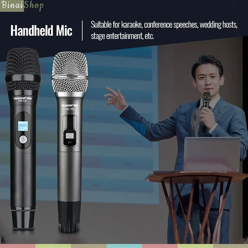 Takstar UC-4R - Micro Không Dây UHF Cho Karaoke, Hội Nghị, Giảng Dạy, Phát Thanh Phạm Vi Thu 100m - Hàng Chính Hãng