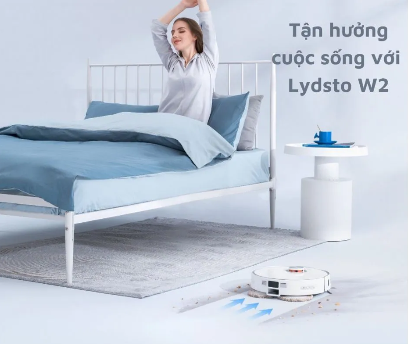 Robot Hút Bụi Lau Nhà Thông Minh XIAOMI Lydsto W2, Tự Động Giặt Giẻ, Đổ Rác, Sấy Khô, Diệt Khuẩn Ozone 99,9%, Tự Động Bơm Nước, Diện Tích Hoạt Động 200m2, Công Suất 50W - Hàng Chính Hãng