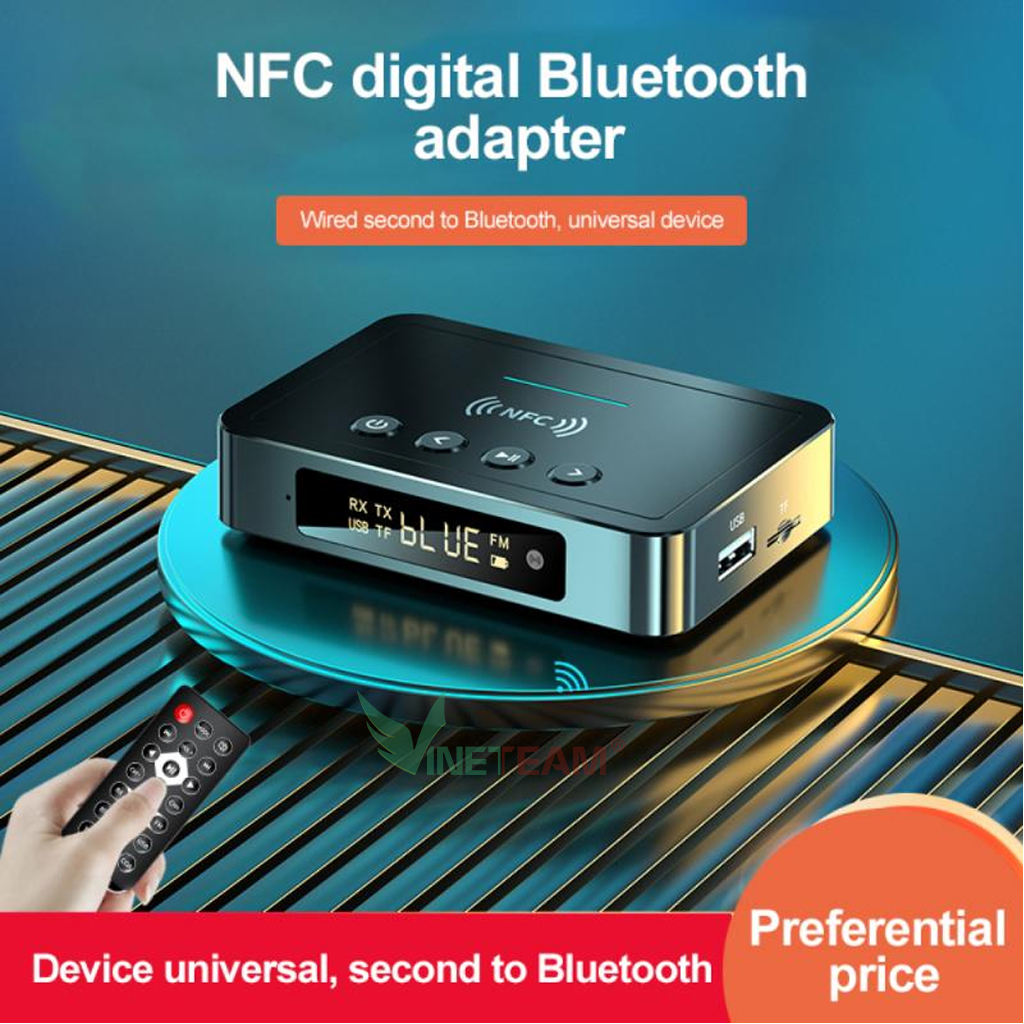 Thiết Bị Nhận Bluetooth NFC Cho Loa Và Amply M6 - Bộ Chuyển Đổi Âm Thanh Không Dây Bluetooth 3 Trong 1 Có Điều Khiển Từ Xa Cho USB  Phát Và Truyền Thẻ TF Hiển Thị Màn Hình Led - Hàng Chính Hãng
