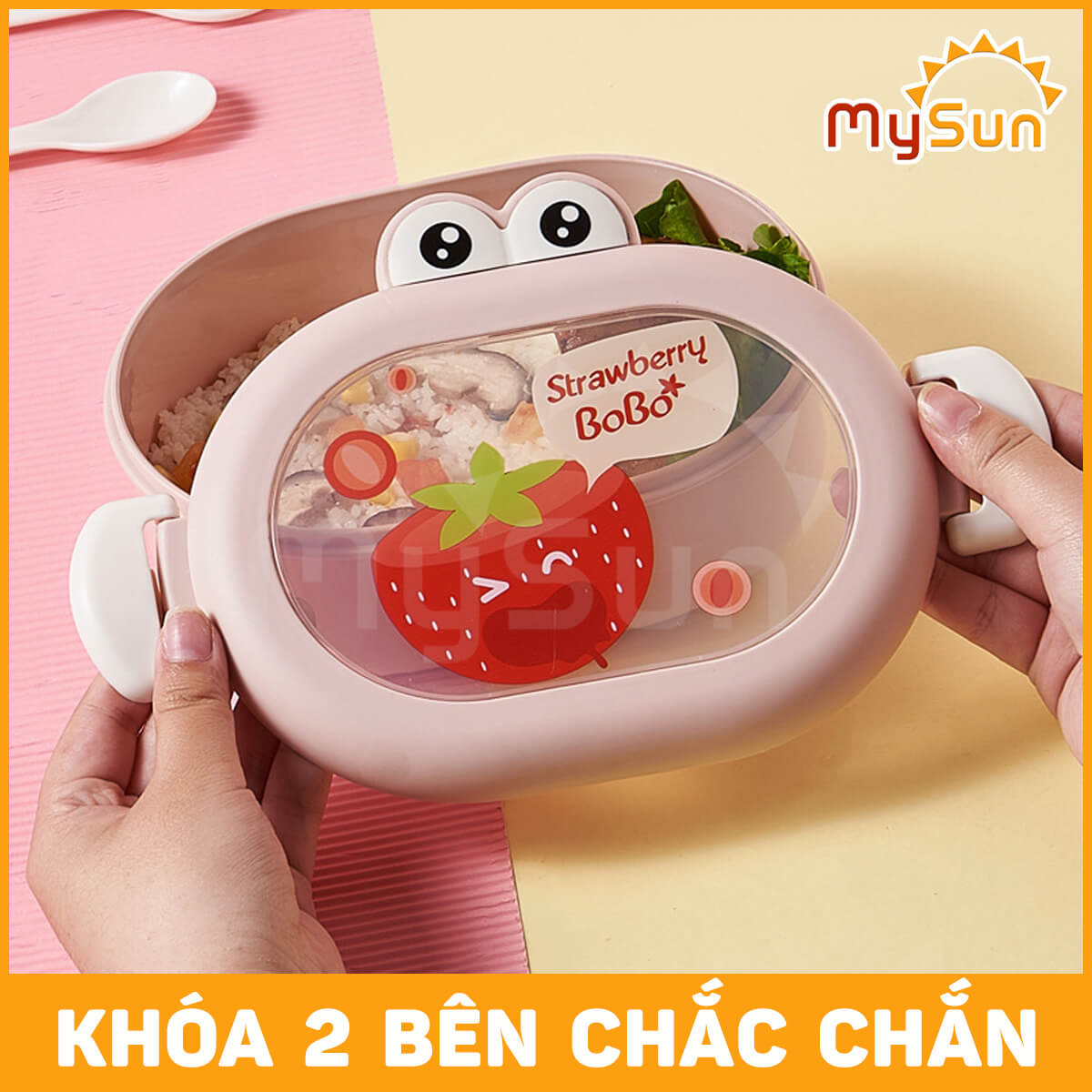 Hộp đựng cơm 2 ngăn cho bé mang đi học sinh hộp đựng cơm cute dễ thương nhỏ mini MySun