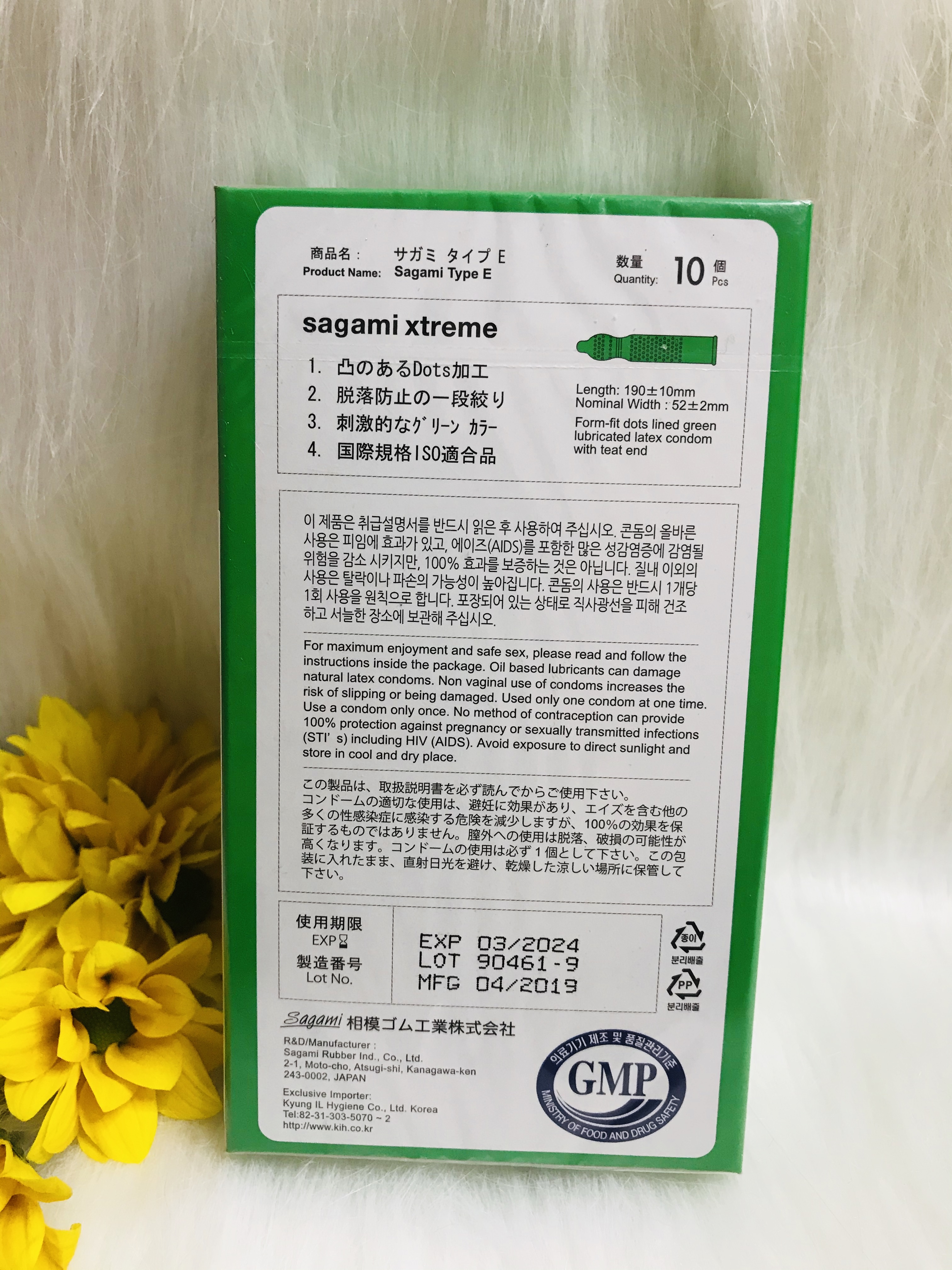 Bao cao su Sagami Xtreme Green gân gai (Hộp 10 chiếc)