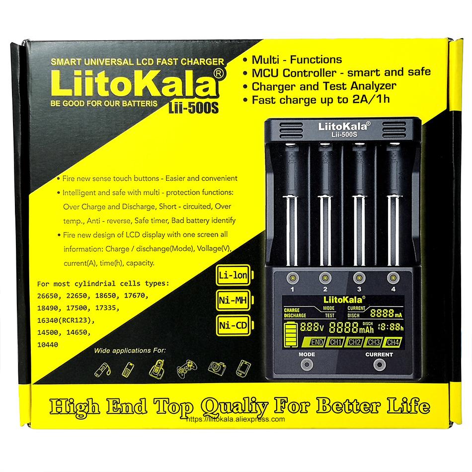 Liitokala Lii-500S LCD 3.7V 18650 18350 18500 21700 26700 20700 14500 26650 1.2V AA AAA NiMH Lithium-Pin Sạc Màu sắc: Lii-500S Trọn bộ