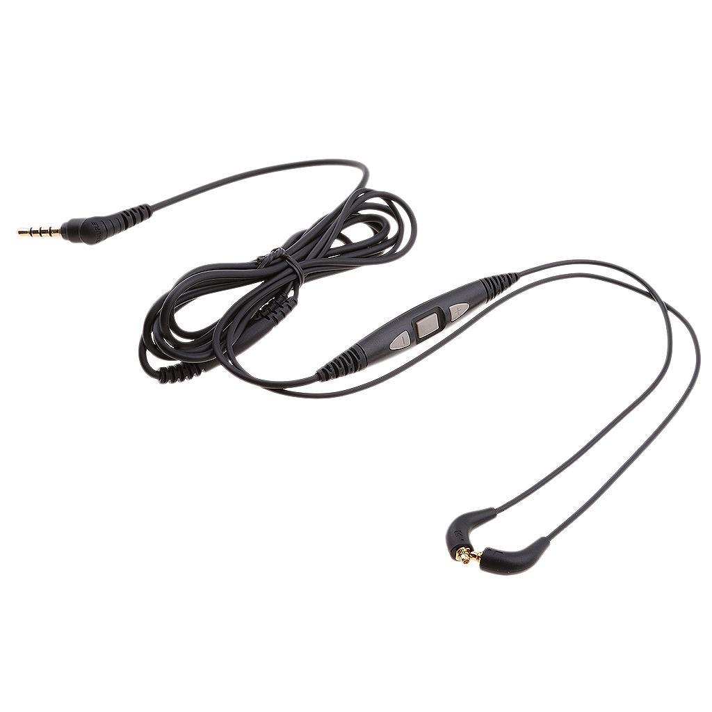 3.5mm Jack Audio Detachable Cable with MIC Volume for Shure SE215 SE425 SE535 Headphone Black