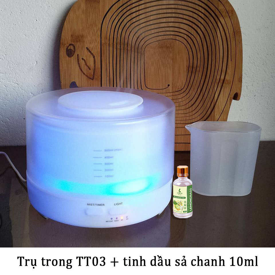 Máy xông tinh dầu siêu âm cao cấp 550ml  - Đèn LED 7 màu - Chế độ máy khuếch tán tinh dầu mạnh - Hẹn giờ tự tắt - Xông hơi liên tục 24h - Kèm Remote -  Tặng 1 tinh dầu 10ml