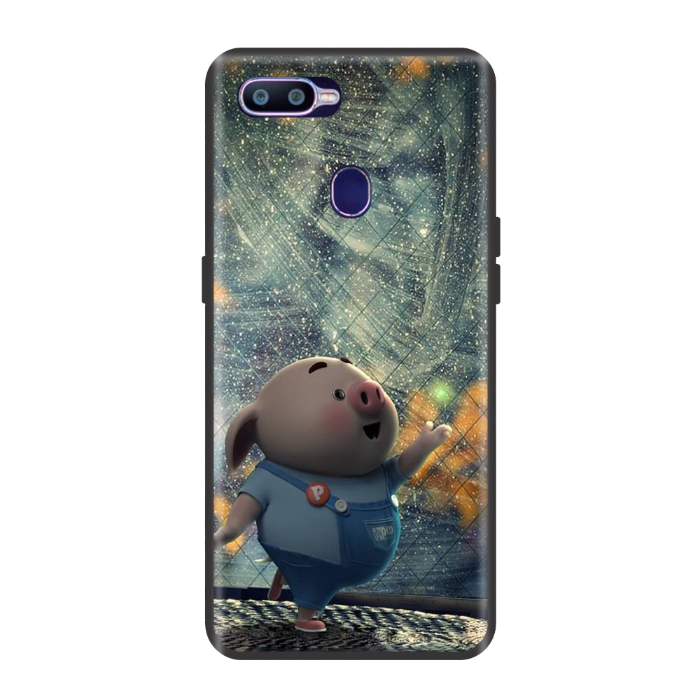 Ốp lưng TPU viền dẻo cho điện thoại OPPO F9 Hình Heo Con Chạy Bộ