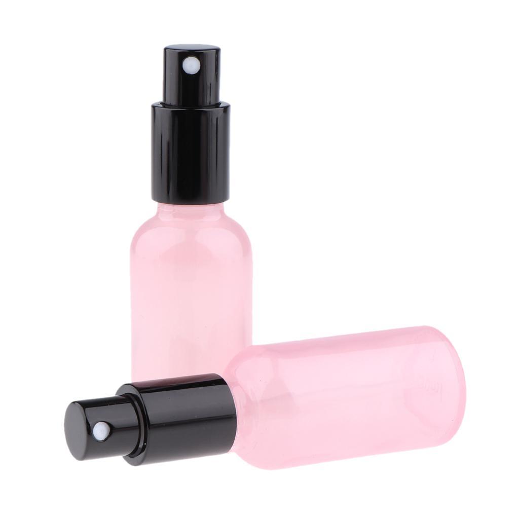 4pcs Pink Empty Glass Pump Spray Bottle Cosmetic Sprayer Container Dispenser