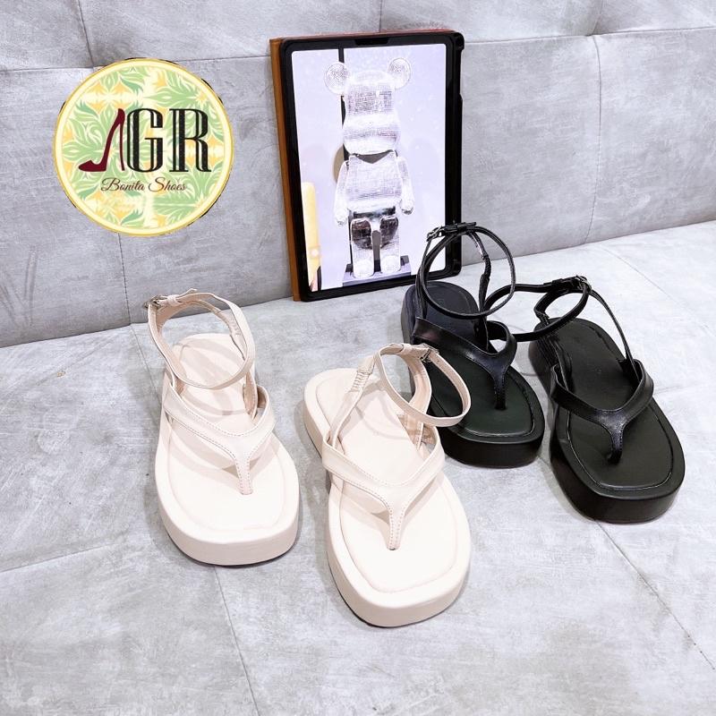 Sandal xuồng kẹp dây da khoá gài cao 3 cm