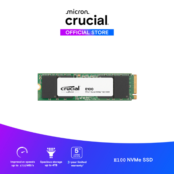 SSD CRUCIAL E100 NVMe 480GB - CT480E100SSD8 - HÀNG CHÍNH HÃNG