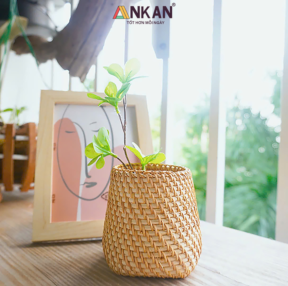 Cốc Mây Tre Đan Thủ Công Đa Năng - Đựng Bút, Cắm Hoa, Trang Trí Bàn Làm Việc - Phong Cách Vintage