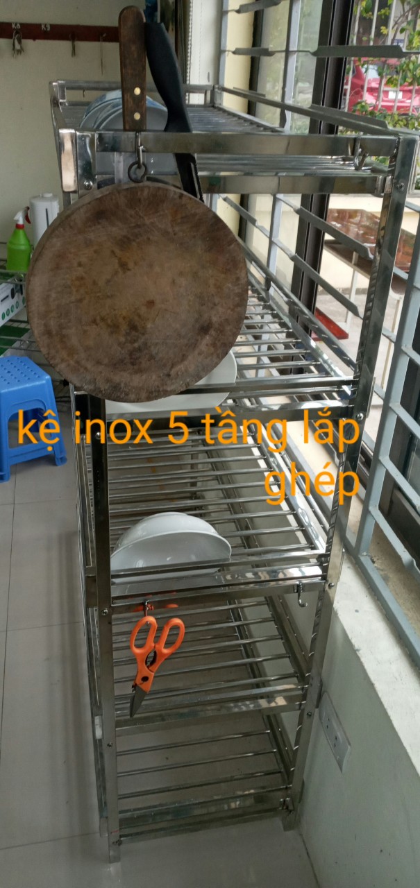 Kệ để đồ nhà bếp inox dày 5 tầng c 130, d79, s 40cm