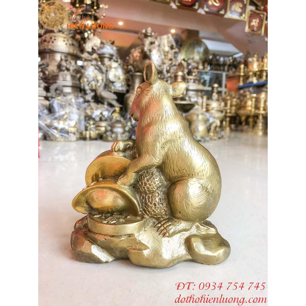 Tượng Linh Vật Phong Thủy Chuột Ôm Đồng Tiền Bằng Đồng - Vật phẩm Phong Thủy