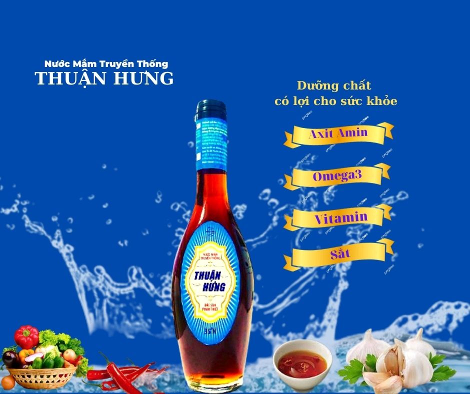 NƯỚC MẮM PHAN THIẾT CHAI THỦY TINH - THUẬN HƯNG 35 ĐỘ ĐẠM/1 THÙNG 20 CHAI 180ML