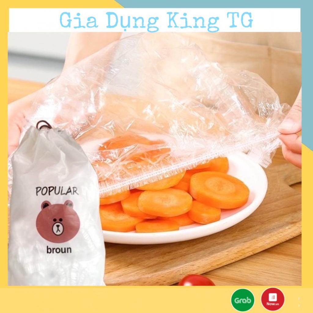 Combo 100 Màng Bọc Thực Phẩm Có Chun Co Dãn Tái Sử Dụng Được Kèm Túi Gấu - King TG