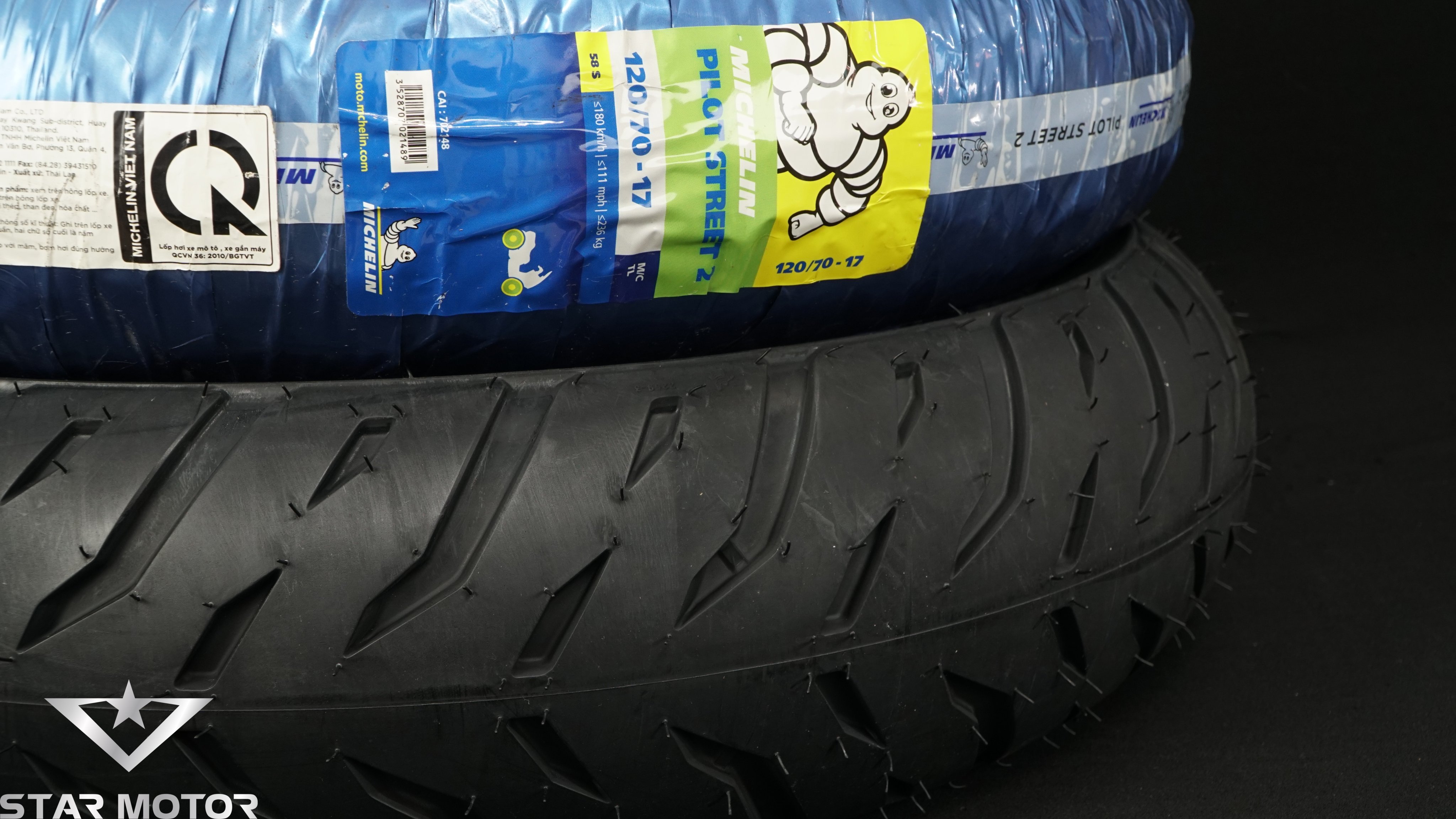 Vỏ lốp xe máy Michelin Pilot Street 2 size 120/70-17