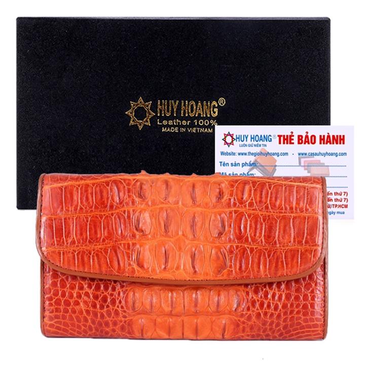 HC3201-02-03-07 - Bóp nữ da Huy Hoàng 3 gấp gai màu vàng bò, đen, nâu đỏ, nâu đất