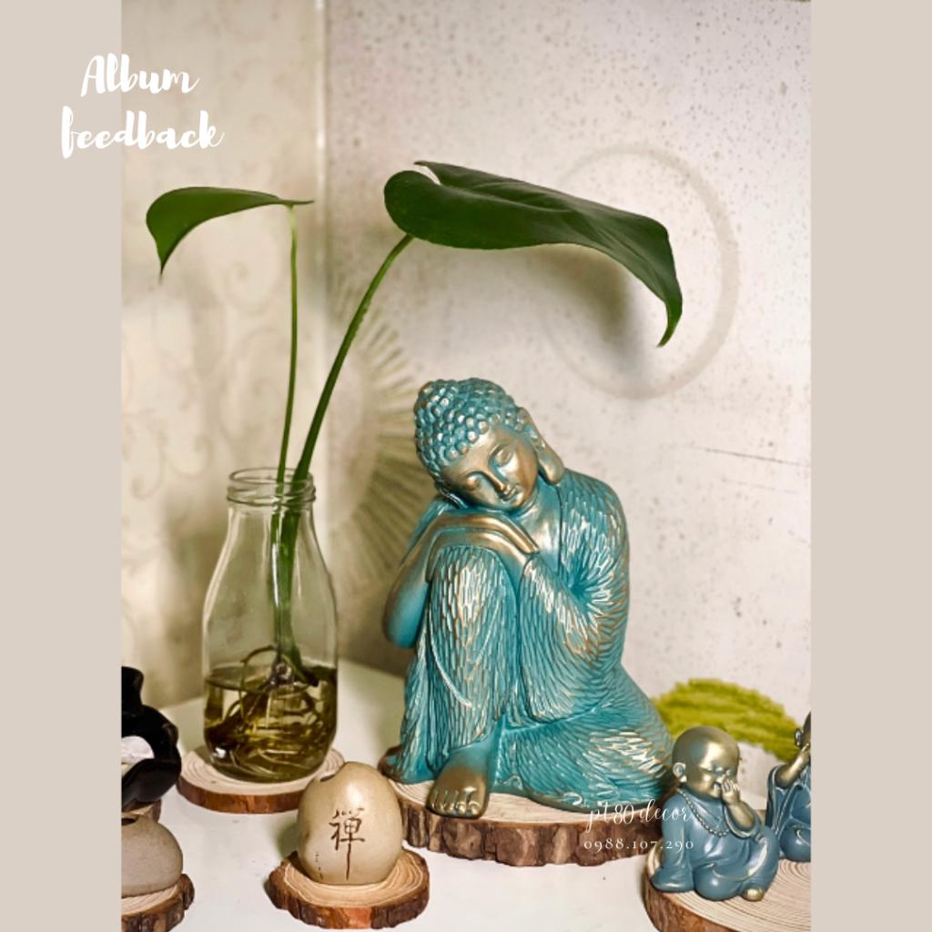 [FREESHIP] Tượng Phật An Nhiên PT80 màu đồng ánh xanh, thần thái sắc nét decor không gian phong thủy, sân vườn