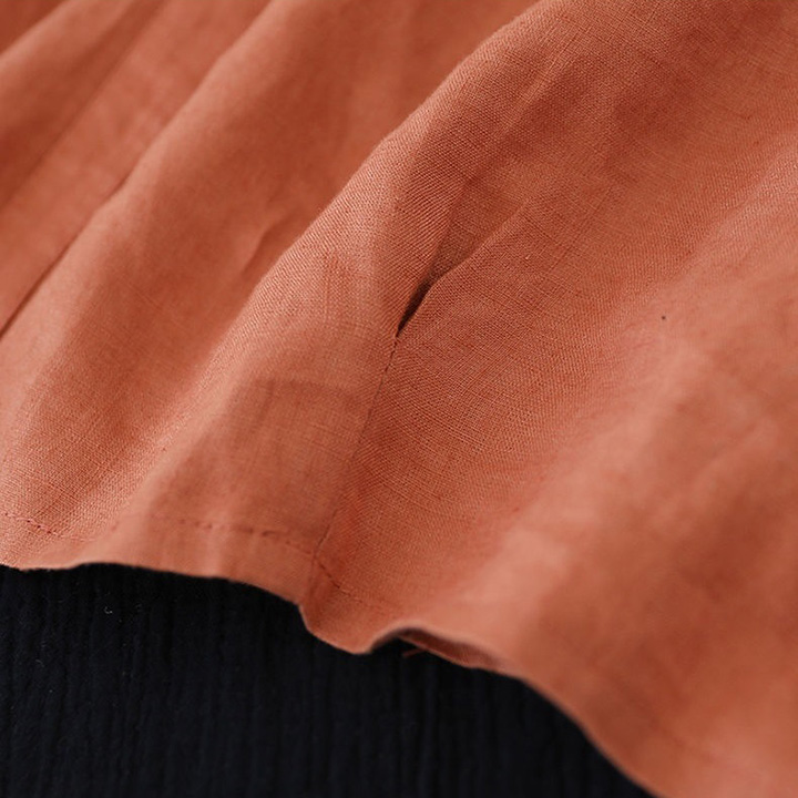 Đầm suông Linen bột Premium tay cộc cổ trụ túi chéo ArcticHunter, thời trang thương hiệu chính hãng