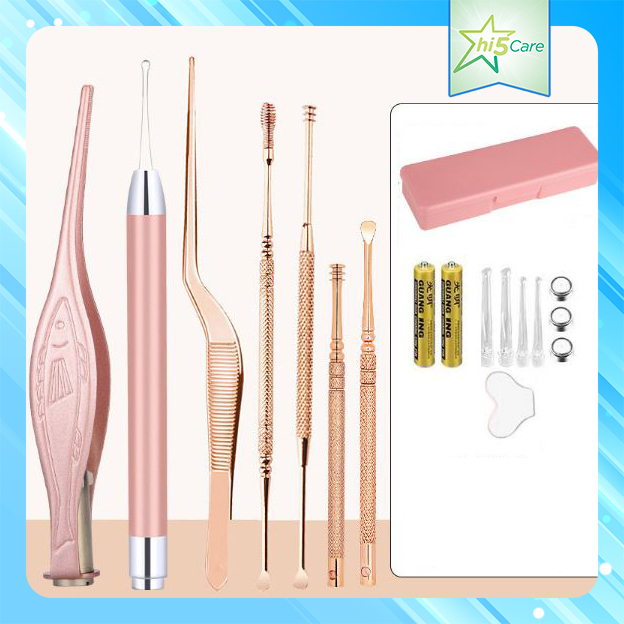 Bộ lấy ráy tai, dụng cụ lấy ráy tai 7 món có đèn soi bên trong tai
