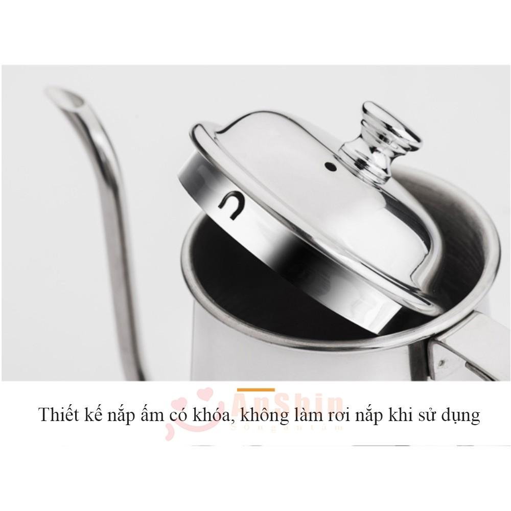 Bình cổ ngỗng pha cafe 650ml Inox 304 cao cấp chính hãng AnShin