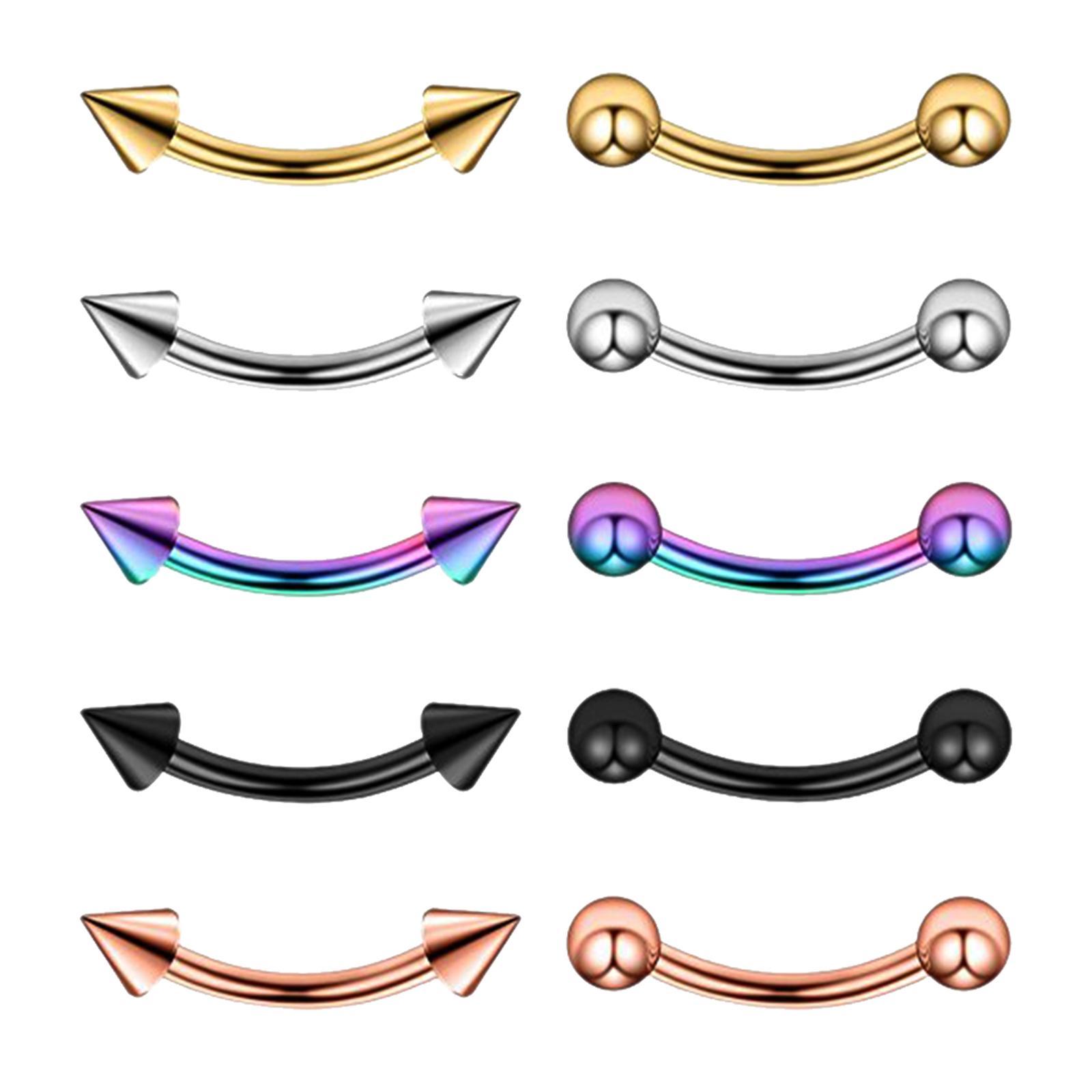 10Pcs 16G Stainless Steel Eyebrow Ear Lip Navel  Piercing Jewelry 6mm