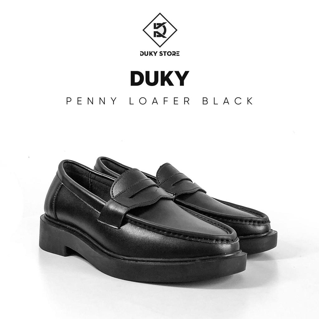 (Hàng có sẵn) Penny Loafer màu đen chất da dày dặn phong cách - Duky Store