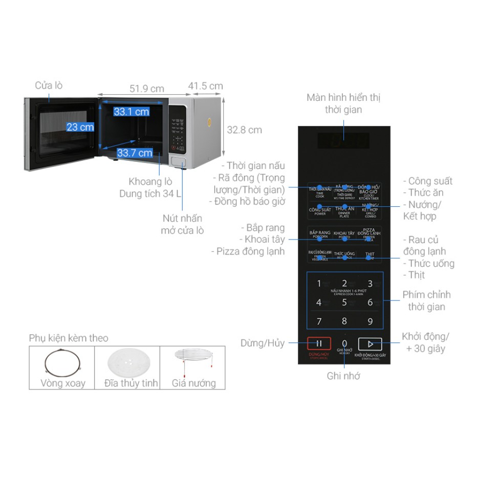 Lò Vi Sóng Toshiba ER-SGS34(S1)VN 34 Lít - Hàng Chính Hãng