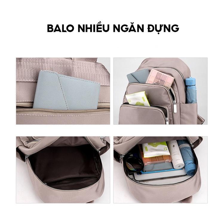 Balo nữ mini vải dù mịn chống nước màu đen trơn nhiều ngăn đựng thời trang trung niên đẹp 3090