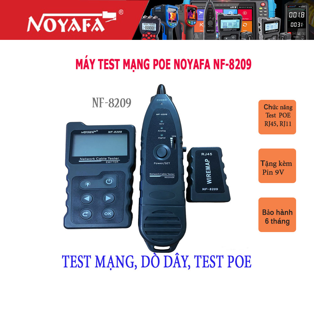 Máy test mạng, dò dây, test POE Noyafa NF-8209 - Hàng nhập khẩu chính hãng