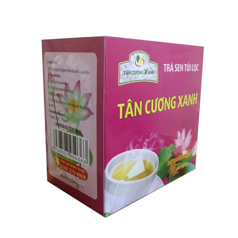 Combo 10 hộp trà túi lọc ướp hoa sen Tân Cương Xanh (20 gói x 2 gram)