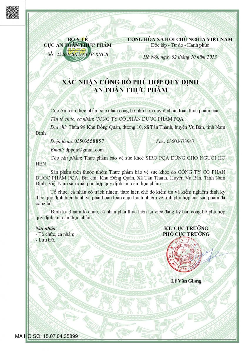 Cốm Ho Hen PQA Thành Phần Từ Thiên Nhiên Hỗ Trợ Thanh Họng, Bổ Phổi, Giảm Ho Và Hen Suyễn Hộp 25 Gói