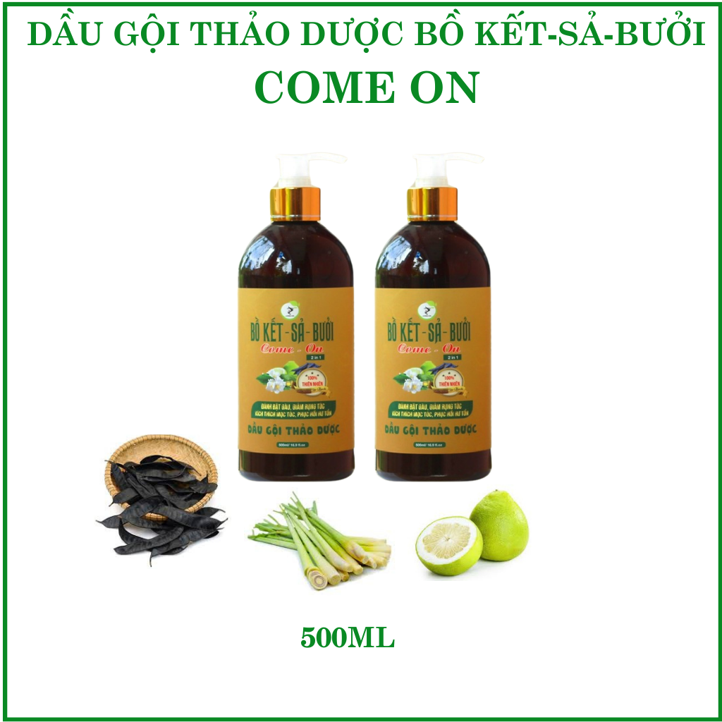 Dầu gội thảo dược bồ kết sả bưởi Come On chai 500ml dầu gội ngăn ngừa rụng tóc dưỡng tóc chắc khỏe