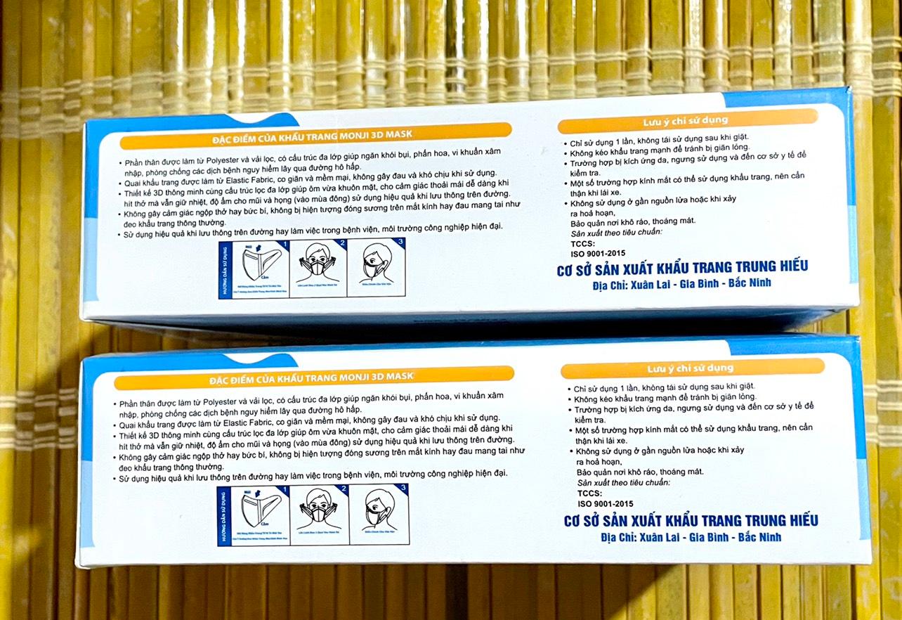 Khẩu trang Trẻ Em Cao Cấp 3D MASK MONJI KIDS hộp 50 chiếc-Siêu lọc khuẩn, lọc mùi
