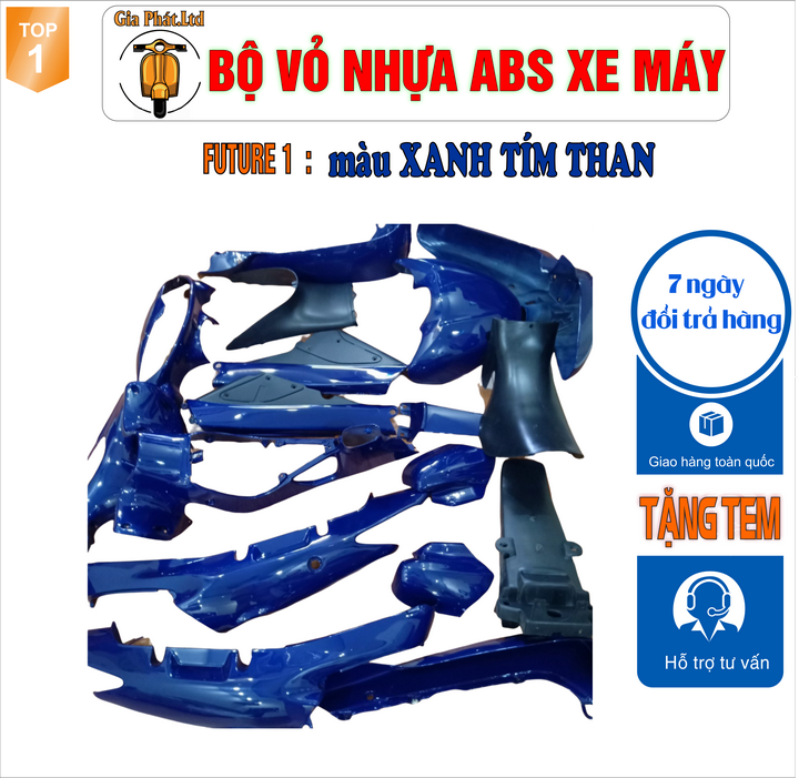 [TẶNG TEM] Bộ nhựa dàn áo màu Xanh Tím Than gắn xe FUTURE 1 - Nhựa ABS nguyên sinh cao cấp-TKB-817-2026