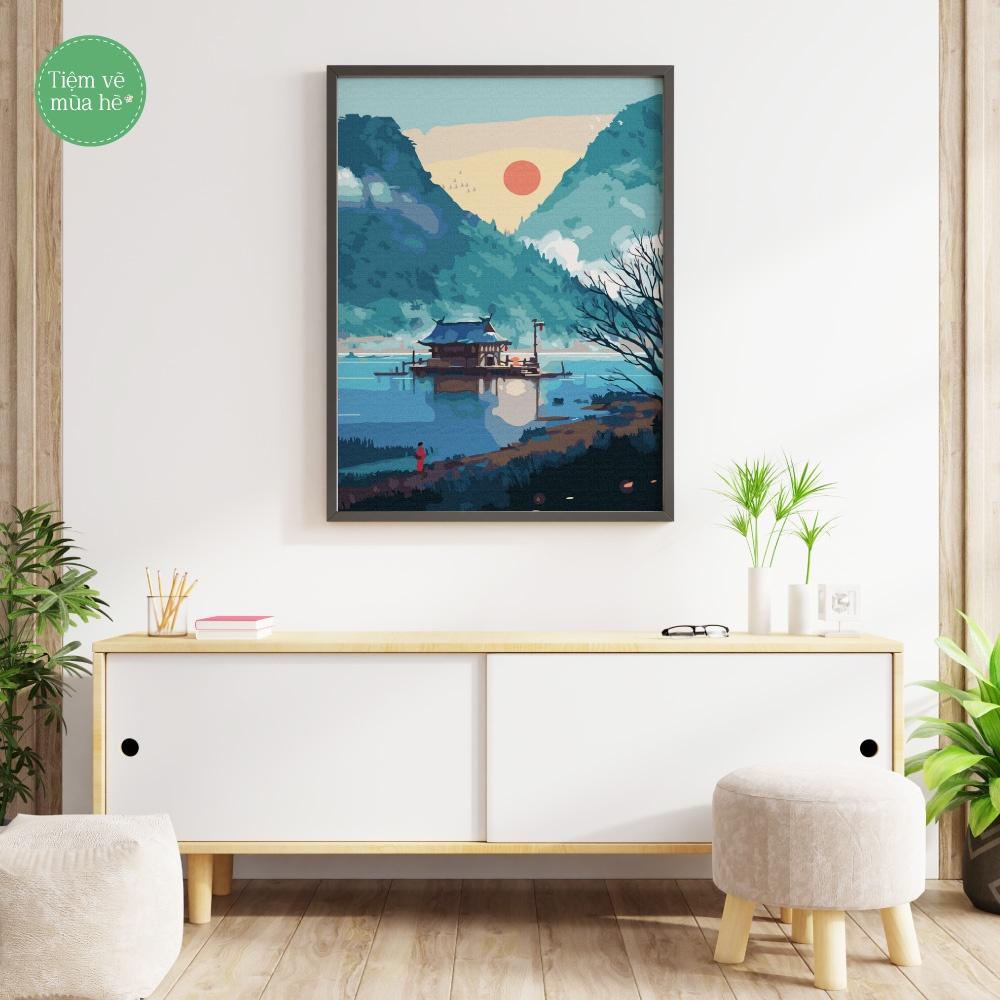 Tranh số hóa  - Tranh cổ phong đã căng khung 40x50cm 24 màu