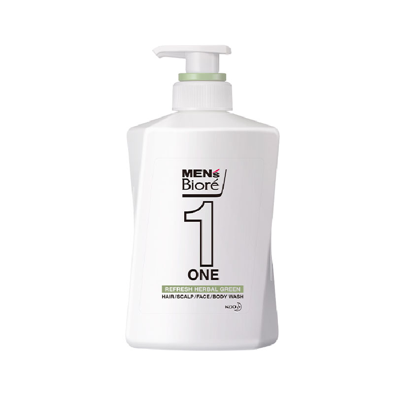 Sữa Tắm - Gội - Rửa Mặt Men's Bioré One Hương Thảo Mộc Herbal Green 480ml