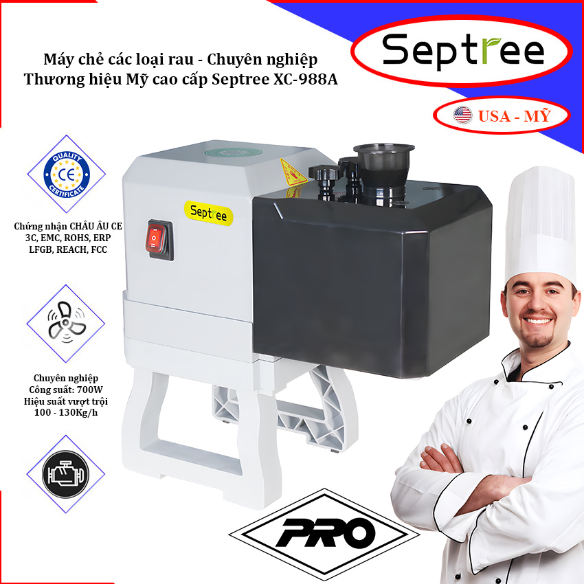 Máy chẻ các loại rau, hành, tỏi, ớt, rau muống,... Dòng chuyên nghiệp. Thương hiệu Mỹ cao cấp Septree XC-988A. HÀNG CHÍNH HÃNG