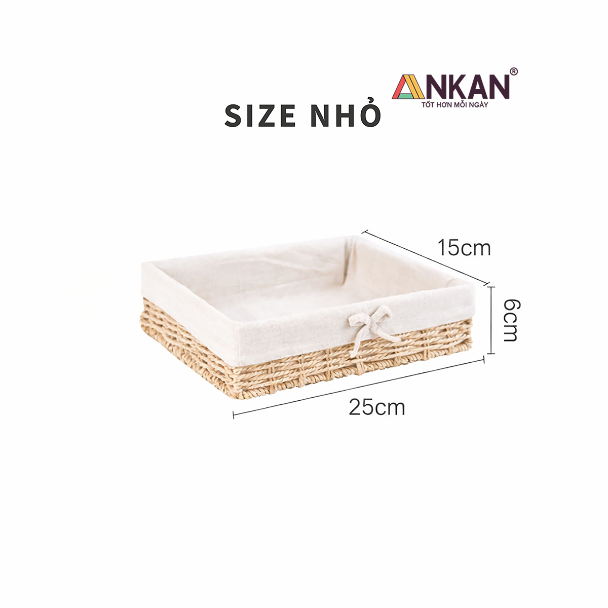 Khay Đựng Bánh Kẹo Hoa Quả Sang Trọng Chữ Nhật Lót Vải Nơ Đa Năng