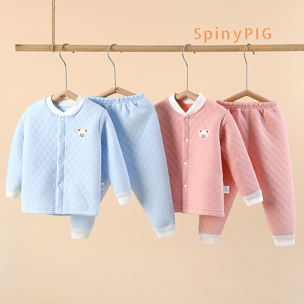 Bộ quần áo cho bé gái bé trai 0-3 tuổi trần bông dày dài tay cotton nhiều màu dành cho mùa đông