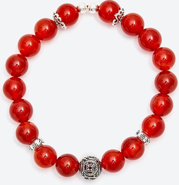 Vòng tay đá mã não đỏ phối đồng tiền bạc Ngọc Quý Gemstones
