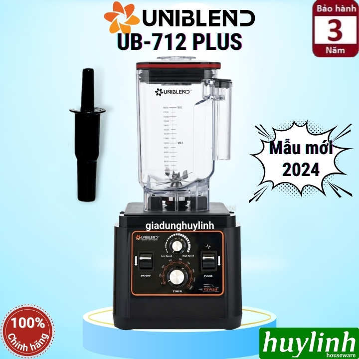 [Có hẹn giờ] Máy xay sinh tố công nghiệp Uniblend UB-712 Plus - [Mẫu mới 2024] - 1680W - Dung tích 1.8 lít - Hàng chính hãng