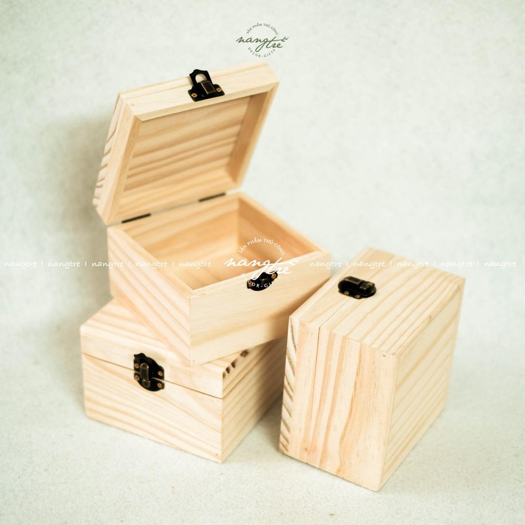 Hộp gỗ tự nhiên - hộp gỗ vuông đựng đồ(8x12x12cm)