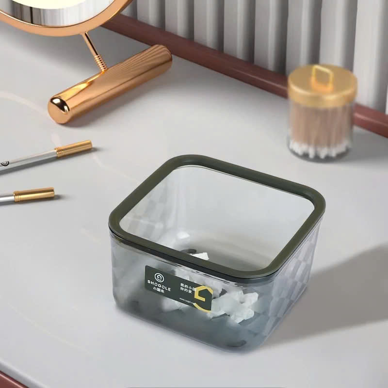 Hộp Rác Mini Để Bàn Văn Phòng, Hộp Đựng Rác Trong Suốt Có Nắp Bật - Hàng chính hãng