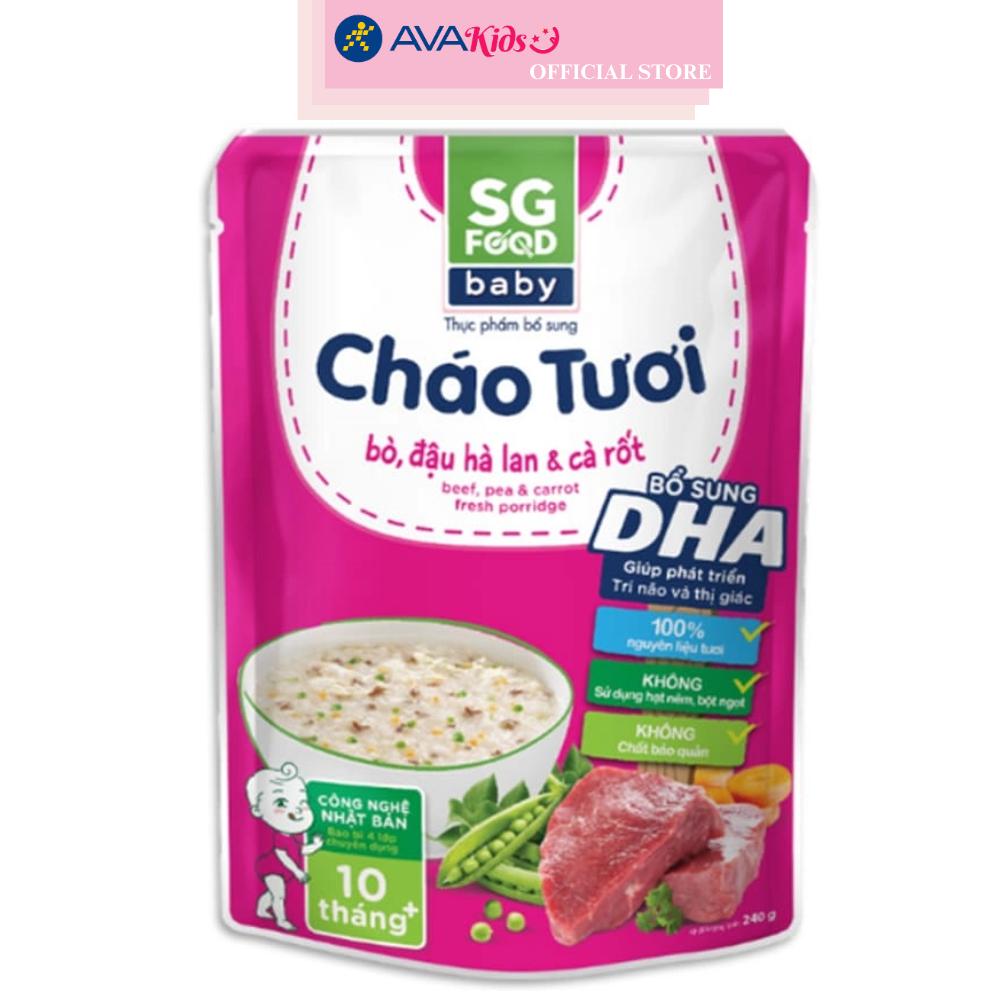 Hình ảnh Combo 3 gói cháo tươi SG Food Baby vị bò, đậu Hà Lan và cà rốt 240g (từ 10 tháng)