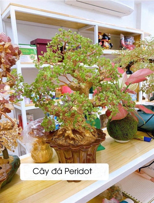 Cây Tài Lộc phong thủy đá peridot xanh - Cao 45 cm